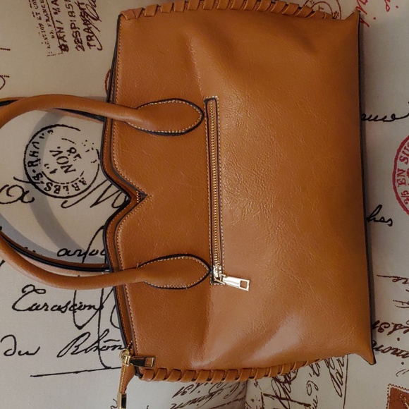 Handmade embellished purse used but in great shape, carmel & brown - Picture 4 of 6